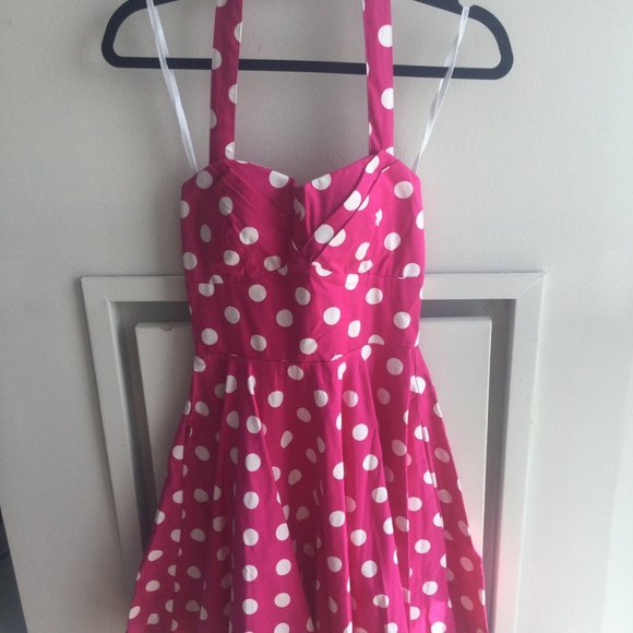 Modcloth travelling cake pop truck dress - pink polka dot - Picture 3 of 5